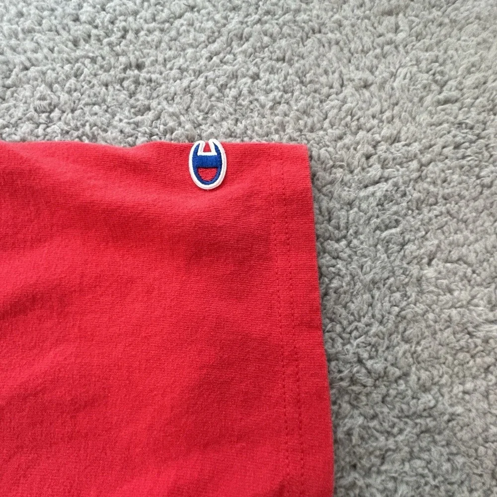Champion Tshirt Men Small Red Bulldog Logo Mascot‎ Patch Sports